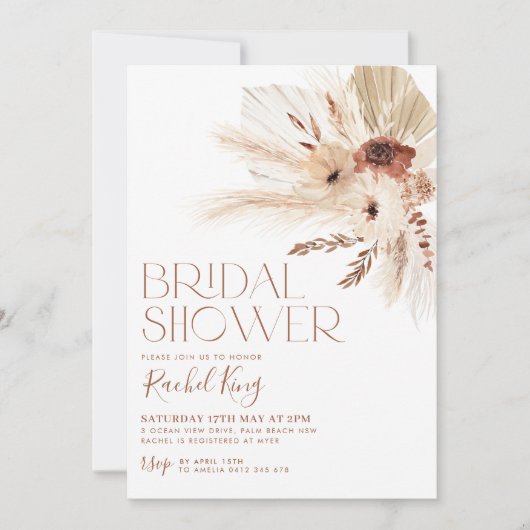Boho Terracotta Floral Bridal Shower Kaart (Voorkant)
