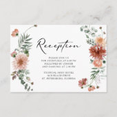 Boho Terracotta Floral bruiloft receptie Informatiekaartje (Voorkant)