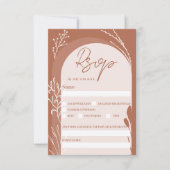 Boho terracotta floral chic script bruiloft kaart (Voorkant)