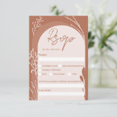 Boho terracotta floral chic script bruiloft kaart (Staand voorkant)