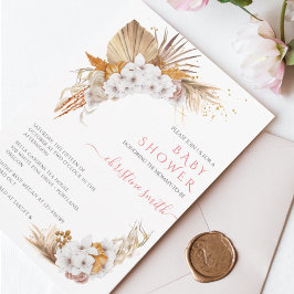 Boho Terracotta Floral Chic Waterverf Baby shower Kaart