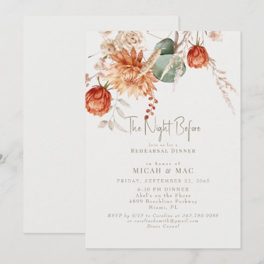 Boho Terracotta Floral de avond ervoor Kaart (Voorkant / Achterkant)