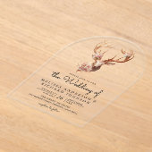 Boho Terracotta Floral Deer Wedding Acryl Uitnodigingen (Laagn)