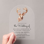 Boho Terracotta Floral Deer Wedding Acryl Uitnodigingen (Insitu (Draagbaar))