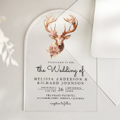 Boho Terracotta Floral Deer Wedding Acryl Uitnodigingen