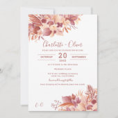 Boho terracotta floral desert pampas foto bruiloft kaart (Voorkant)