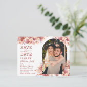 Boho terracotta floral desert pampas save the date briefkaart (Staand voorkant)