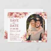 Boho terracotta floral desert pampas save the date briefkaart (Voorkant / Achterkant)