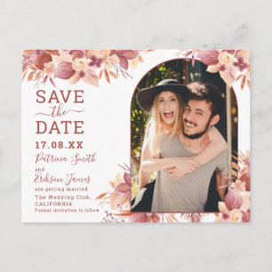 Boho terracotta floral desert pampas save the date briefkaart