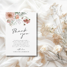 Boho Terracotta Floral Fall Wedding Bedankkaart