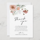 Boho Terracotta Floral Fall Wedding Bedankkaart (Voorkant)