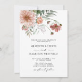Boho Terracotta Floral Fall Wedding Kaart (Voorkant)