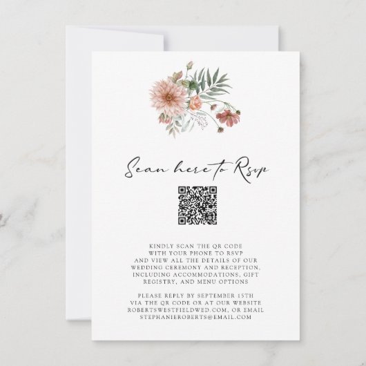 Boho Terracotta Floral Fall Wedding Kaart (Achterkant)