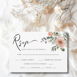 Boho Terracotta Floral Fall Wedding RSVP Kaartje