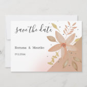 Boho Terracotta Floral Flat Save The Date Kaart (Voorkant)
