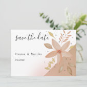 Boho Terracotta Floral Flat Save The Date Kaart (Staand voorkant)