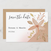 Boho Terracotta Floral Flat Save The Date Kaart (Voorkant / Achterkant)