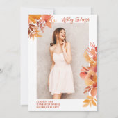 Boho Terracotta Floral Graduation Script Photo Kaart (Achterkant)
