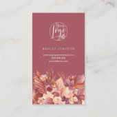 Boho terracotta floral logo orde dank u busine visitekaartje (Achterkant)