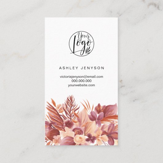 Boho terracotta floral logo orde dank u visitekaartje (Achterkant)