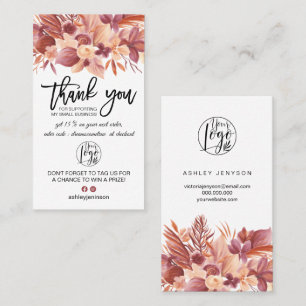 Boho terracotta floral logo orde dank u visitekaartje