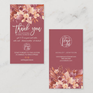 Boho terracotta floral logo order dank u busine visitekaartje