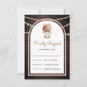 Boho Terracotta Floral Mason Jar Barn Wood Wedding RSVP Kaartje (Voorkant)