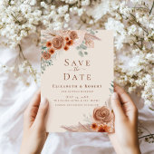 Boho Terracotta Floral Pampas Grass Bewaar de datu Kaart