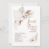 Boho Terracotta Floral Pampas Grass Vrijgezellenfe Kaart (Voorkant)