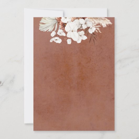 Boho Terracotta Floral Pampas Grass Vrijgezellenfe Kaart (Achterkant)