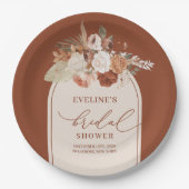 Boho Terracotta Floral Paper Plates Bridal Shower Papieren Bordje (Voorkant)