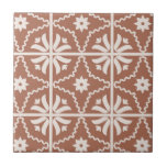 Boho Terracotta Floral Pattern Tegeltje<br><div class="desc">Boho terracotta en witte florale patronen voor uw DIY projecten. Gebruik als één decoratief tegel onderzetter, of als keukenbacksplash, badkamer-betonting of als haaruitval. Wees creatief! 2 maten beschikbaar.</div>