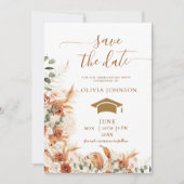 Boho Terracotta Floral Photo Graduation Save The Date (Voorkant)