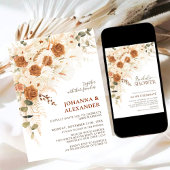 Boho Terracotta Floral QR Code Vrijgezellenfeest Kaart