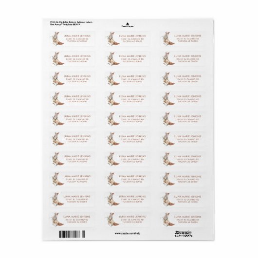 Boho Terracotta Floral Return Address Labels (Full Sheet)