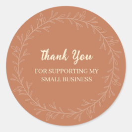 Boho Terracotta Floral Thank You Small Business Ronde Sticker