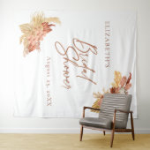 Boho Terracotta floral Vrijgezellenfeest Achtergro Wandkleed (In Situ (horizontaal))