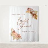 Boho Terracotta floral Vrijgezellenfeest Achtergro Wandkleed (Voorkant)