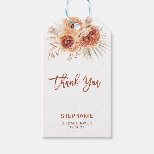 Boho Terracotta Floral Vrijgezellenfeest Hartelijk Cadeaulabel (Voorkant)