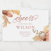 Boho Terracotta floral Vrijgezellenfeest Sparkling Wijnetiket (Enkel label)