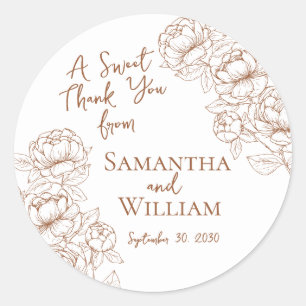 Boho Terracotta Floral Wedding Dank u voor uw guns Ronde Sticker