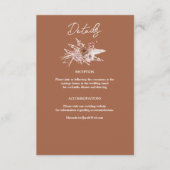Boho Terracotta Floral Wedding Details Informatiekaartje (Voorkant)