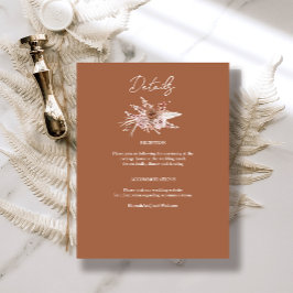 Boho Terracotta Floral Wedding Details Informatiekaartje