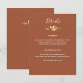 Boho Terracotta Floral Wedding Details Kaart (Voorkant / Achterkant)