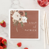 Boho Terracotta Floral Wedding Engagement Party Servet (Insitu)