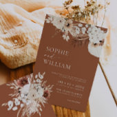 Boho Terracotta Floral Wedding Invitation Kaart