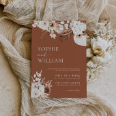 Boho Terracotta Floral Wedding Invitation Kaart
