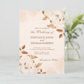 Boho Terracotta Floral Wedding Invitation Kaart (Staand voorkant)