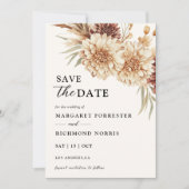 Boho Terracotta Floral Wedding Save the Date Kaart (Voorkant)