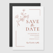 Boho Terracotta Floral Wedding Save the Date Magnetische Uitnodiging (Voorkant / Achterkant)